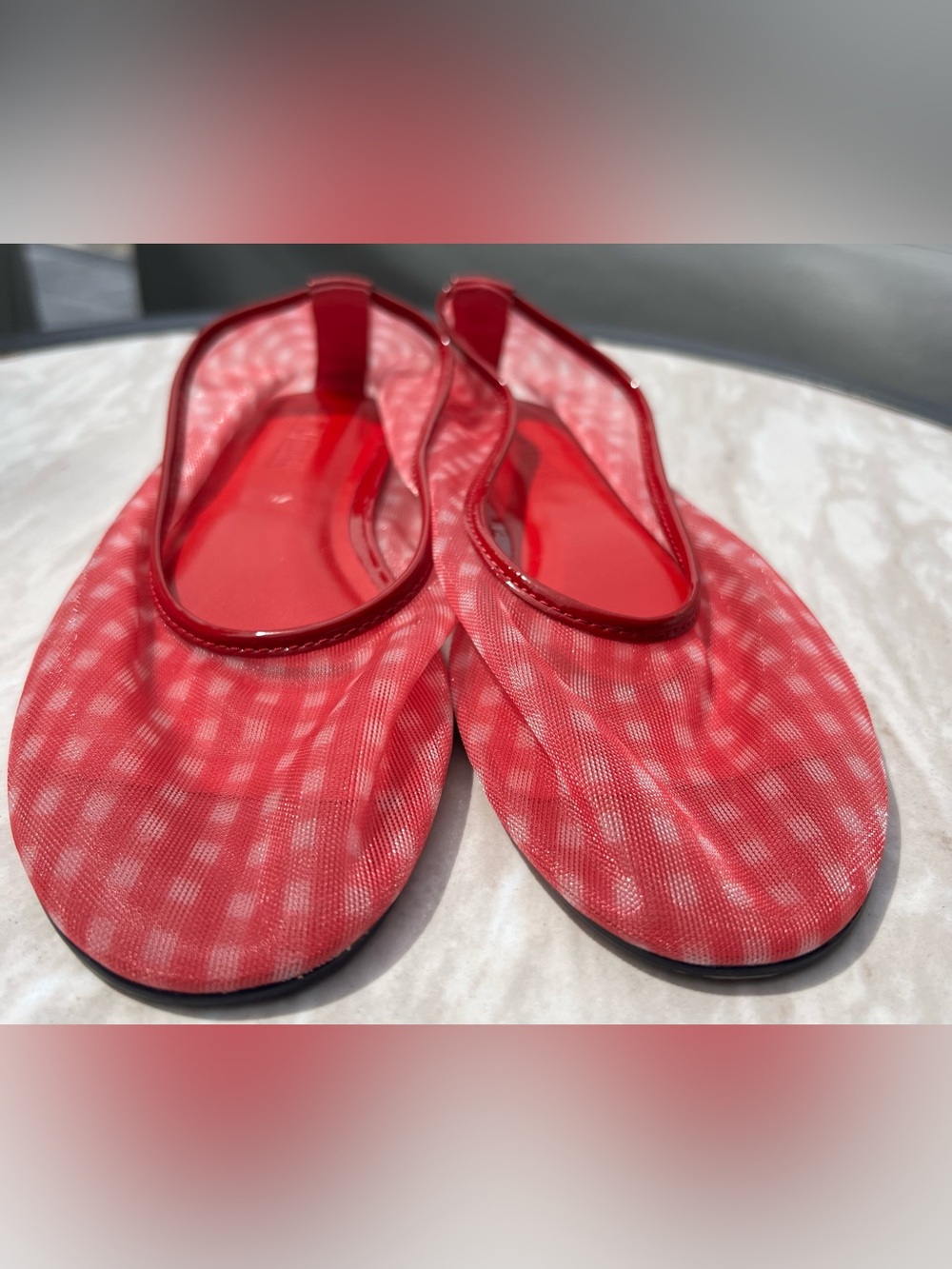 New Steve Madden Women's Meadow Ballet Flats in Red Gingham Mesh Size 6.5 - Picture 2 of 10